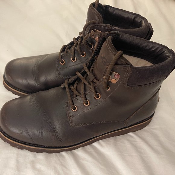 UGG Seton Mens Brown Leather Sheepskin Lined 10 - Picture 14 of 16